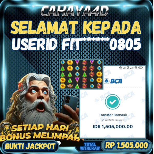 CAHAYA4D Bukti Kemenangan SLOT GATE OF OLYMPUS ( PRAGMATIC )