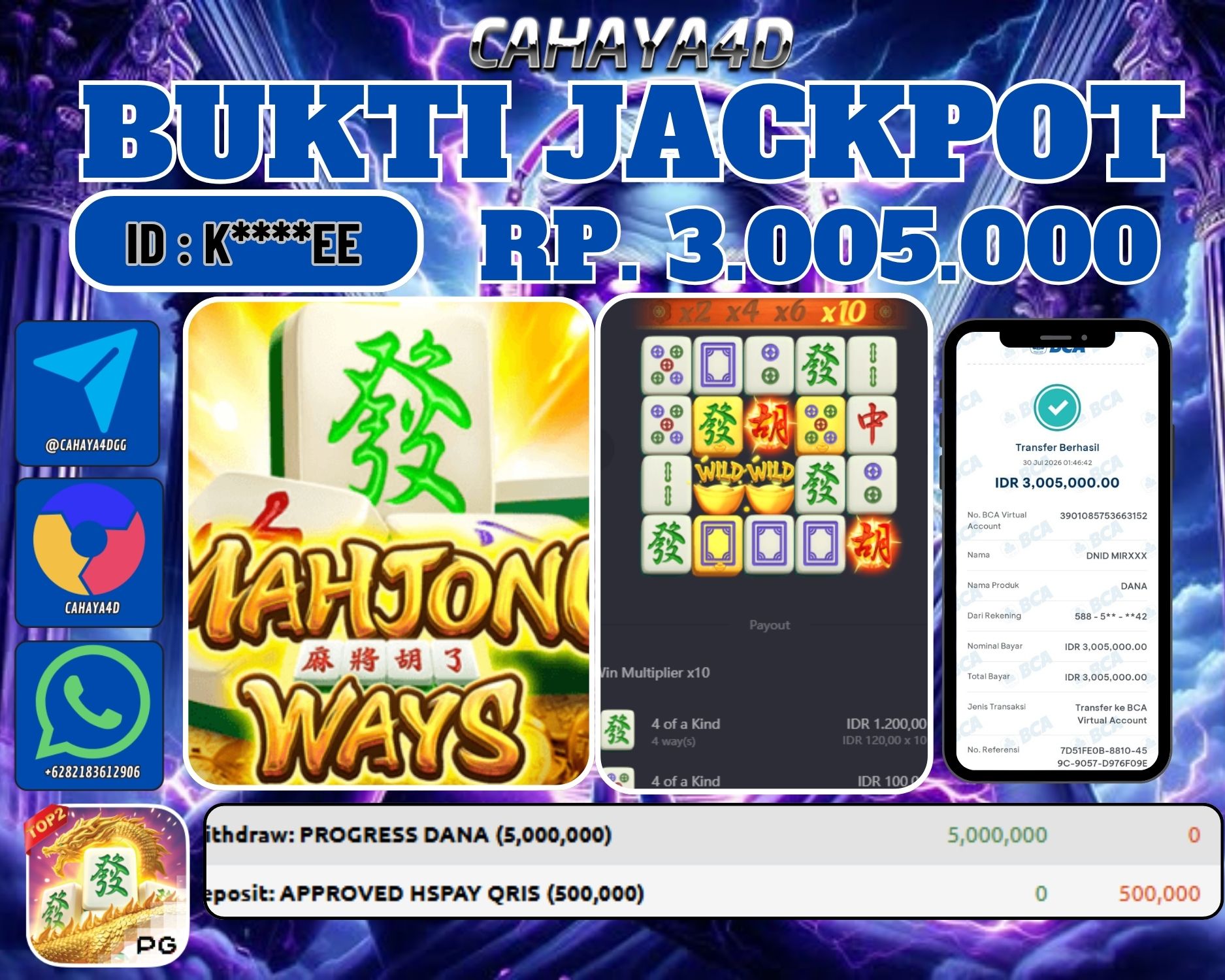 CAHAYA4D : Bukti Kemenangan SLOT mahjong ways (PGSOFT)